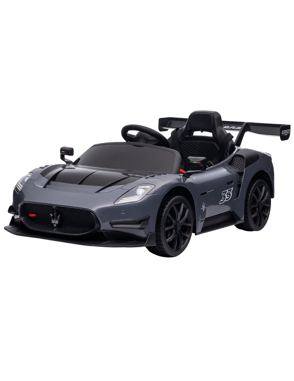 PINGÜE® Montable Eléctrico Niños Maserati® GT2 Licencia Oficial | Control Remoto 2.4 GHz | Batería 12V 4.5AH |8 Km/h | 2 Motores 390 | Luces LED, Música, Radio| GRAY