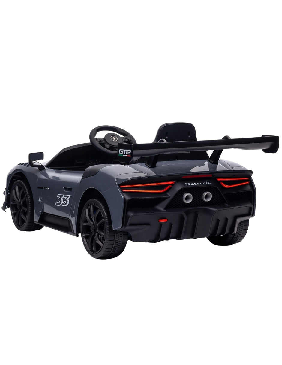 PINGÜE® Montable Eléctrico Niños Maserati® GT2 Licencia Oficial | Control Remoto 2.4 GHz | Batería 12V 4.5AH |8 Km/h | 2 Motores 390 | Luces LED, Música, Radio| GRAY