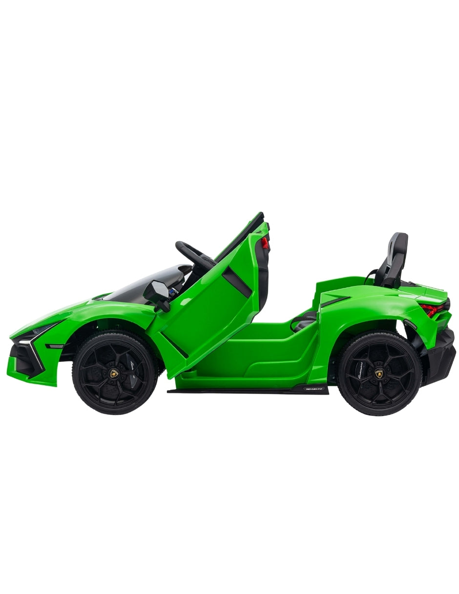 PINGÜE® Montable Eléctrico Niños Lamborghini®  Revuelto Licencia Oficial | Control Remoto 2.4 GHz | Batería 12V 4.5AH |8 Km/h | 2 Motores 390 |Luces LED, Música, Radio| GREEN