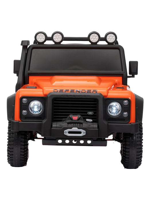 PINGÜE® Montable Eléctrico Niños Land Rover® Defender 110 SVX Licencia Oficial | Control Remoto 2.4 GHz | Batería 12V 7AH |8 Km/h | 2 Motores 390 | Luces LED, Música, Radio| ORANGE