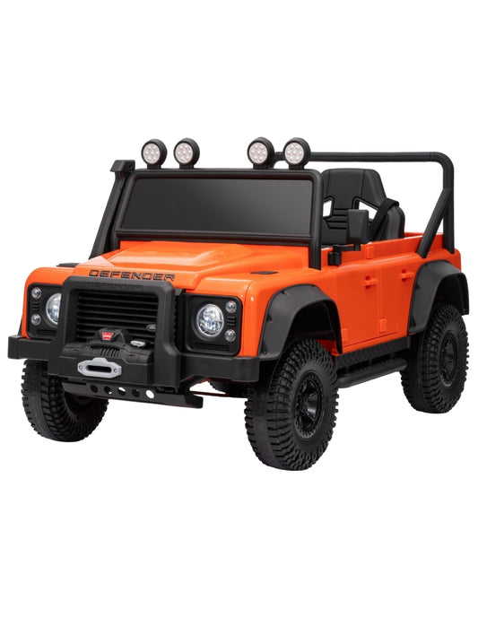 PINGÜE® Montable Eléctrico Niños Land Rover® Defender 110 SVX Licencia Oficial | Control Remoto 2.4 GHz | Batería 12V 7AH |8 Km/h | 2 Motores 390 | Luces LED, Música, Radio| ORANGE