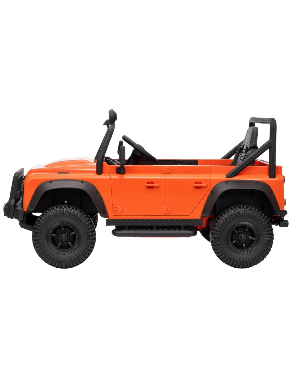 PINGÜE® Montable Eléctrico Niños Land Rover® Defender 110 SVX Licencia Oficial | Control Remoto 2.4 GHz | Batería 12V 7AH |8 Km/h | 2 Motores 390 | Luces LED, Música, Radio| ORANGE