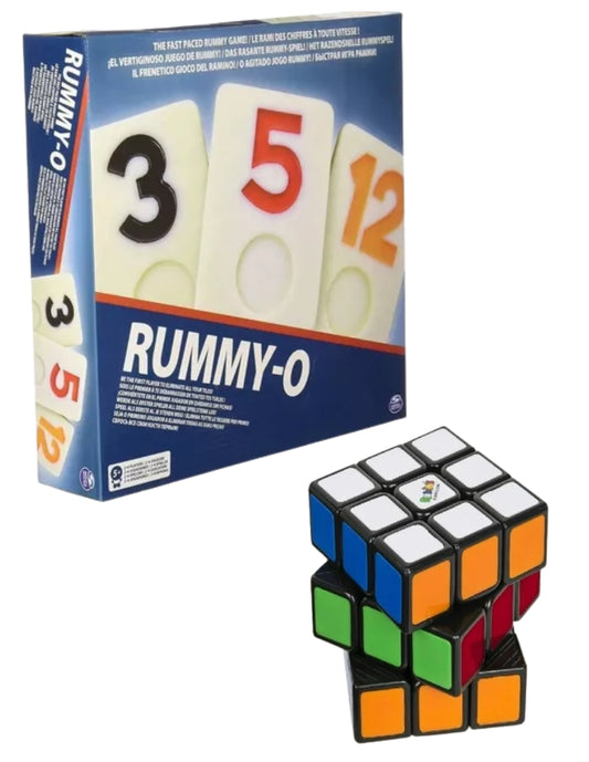 PINGÜE® Games STEM | Spin Marter PACK | Incluye Juego de Mesa Familiar Rummy O y Cubo Rubik's 3x3 | Juegos Mesa.