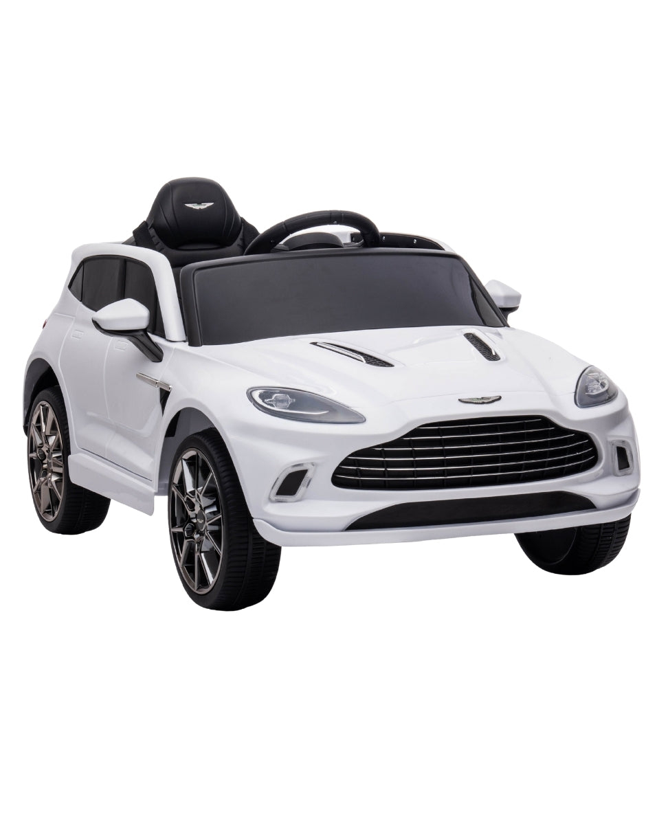 PINGÜE® Montable Eléctrico para Niños| Aston Martin® DBX 707 Licencia Oficial | Control Remoto 2.4Ghz | Batería 12V 4.5AH | USB Música Radio Luz LED | 2 Motor 390| WHITE