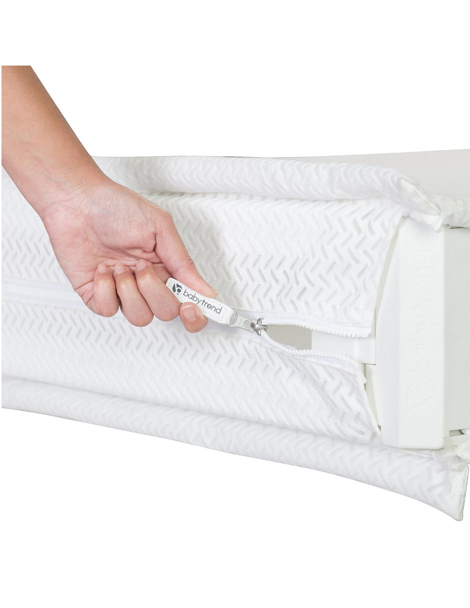 Colchón Respiro® BabyTrend® para Cuna y Cama de Niños | 100% Transpirable, Hipoalergénico, No Tóxico | Evita Chinches y Ácaros | Lavable | Funda Incluida | Blanco