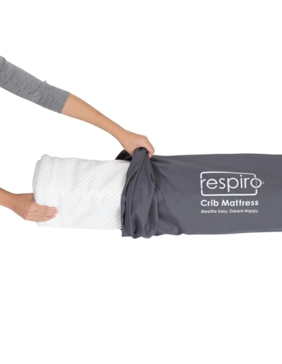 Colchón Respiro® BabyTrend® para Cuna y Cama de Niños | 100% Transpirable, Hipoalergénico, No Tóxico | Evita Chinches y Ácaros | Lavable | Funda Incluida | Blanco