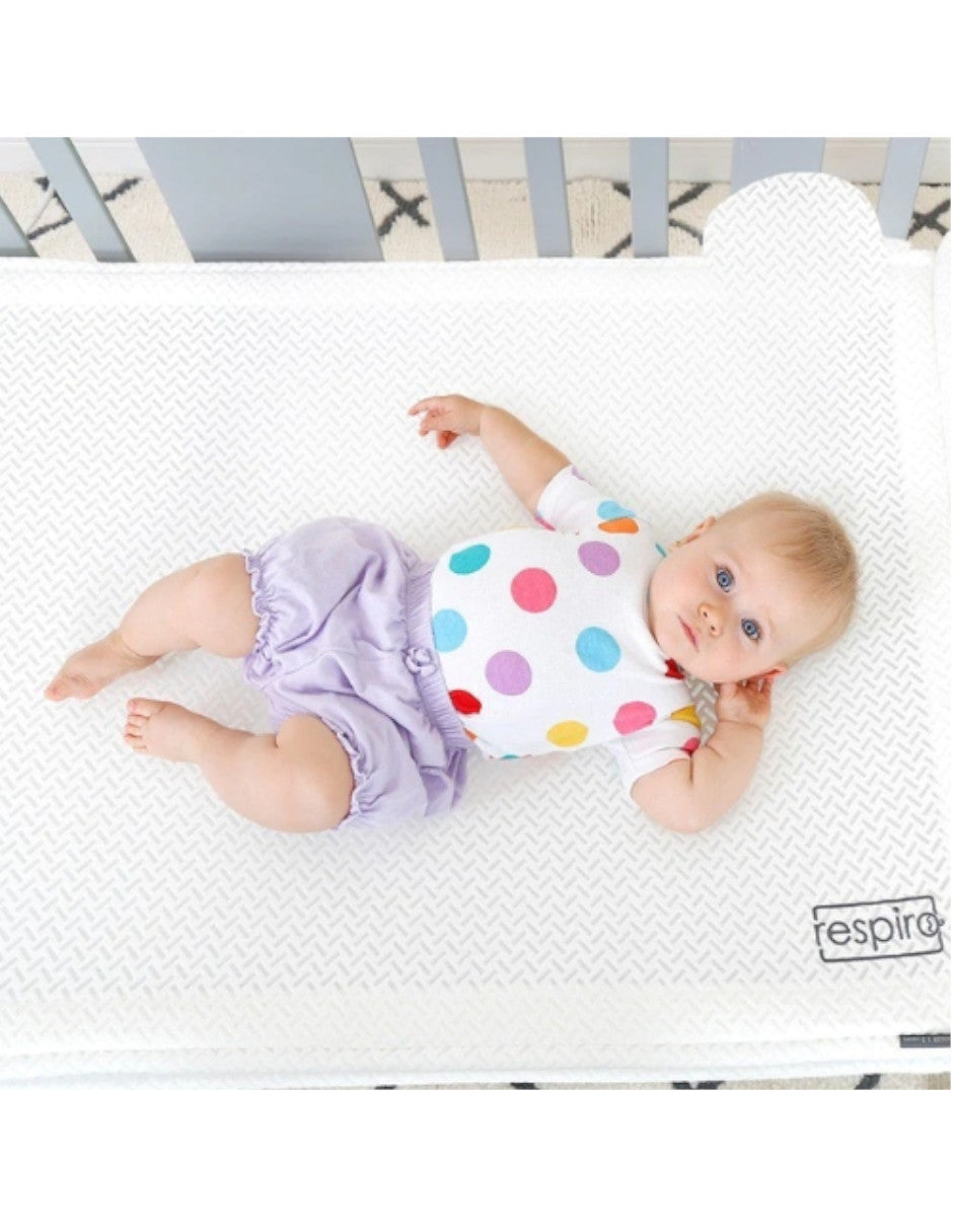 Colchón Respiro® BabyTrend® para Cuna y Cama de Niños | 100% Transpirable, Hipoalergénico, No Tóxico | Evita Chinches y Ácaros | Lavable | Funda Incluida | Blanco