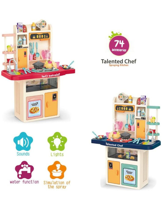 PINGÜE® Role Play | Set a escala de cocina de juguete para niños y niñas con luces, sonidos y más de 74 piezas. | Incluye cocina a escala con funciones reales, accesorios, utensilios, verduras, sonidos y luz. | Juguete infantil didáctico para niña y niño