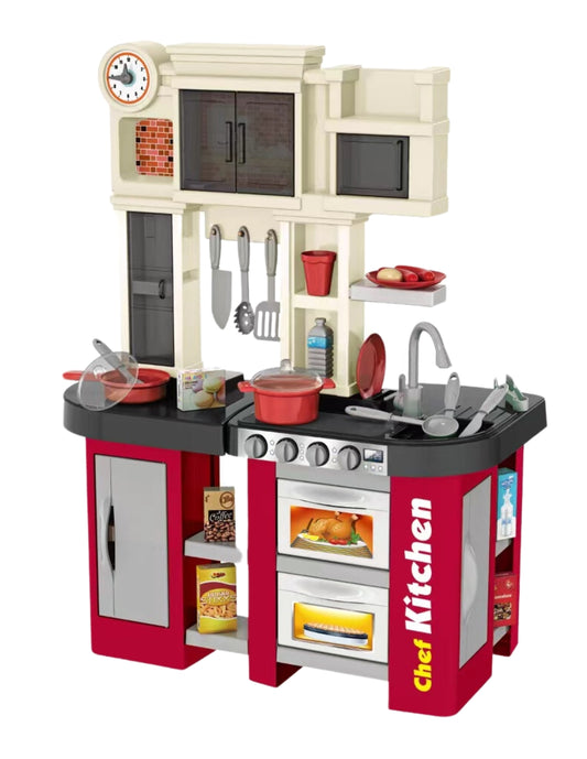 PINGÜE® Role Play | Set a escala de cocina de juguete para niños y niñas con luces y sonidos, y más de 58 piezas. | Incluye cocina a escala, accesorios, utensilios, verduras, sonidos y luz. | Juguete infantil didáctico para niña y niño