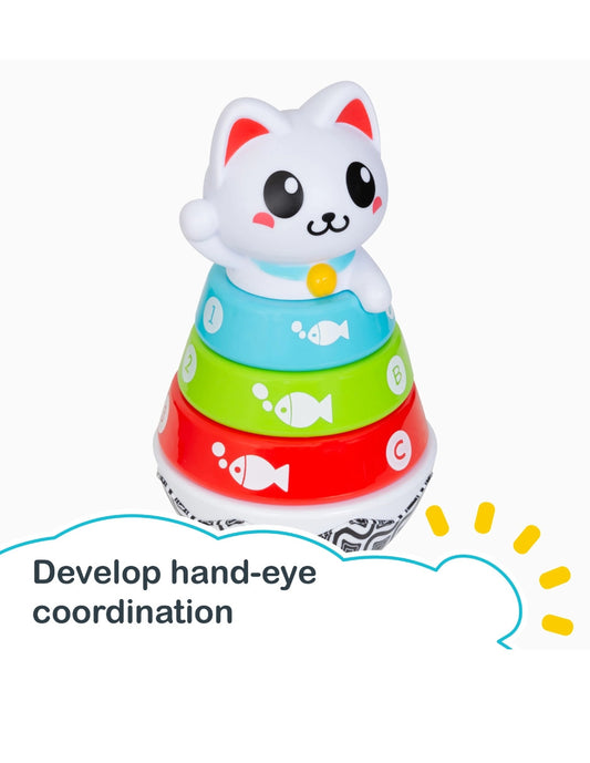 BabyTrend® Smart Steps® Stack-a-Cat | Juguete de Gato de aros y anillos apilables | Juguetes de estimulación, educativos y didácticos para preescolares.