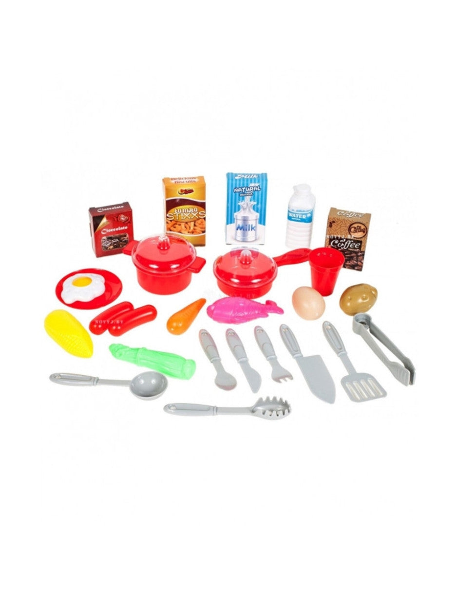PINGÜE® Role Play | Set a escala de cocina de juguete para niños y niñas | 42 piezas con luces y sonidos. | Incluye cocina a escala, accesorios, utensilios de cocina y alimentos. | Juguete infantil didáctico para niña y niño