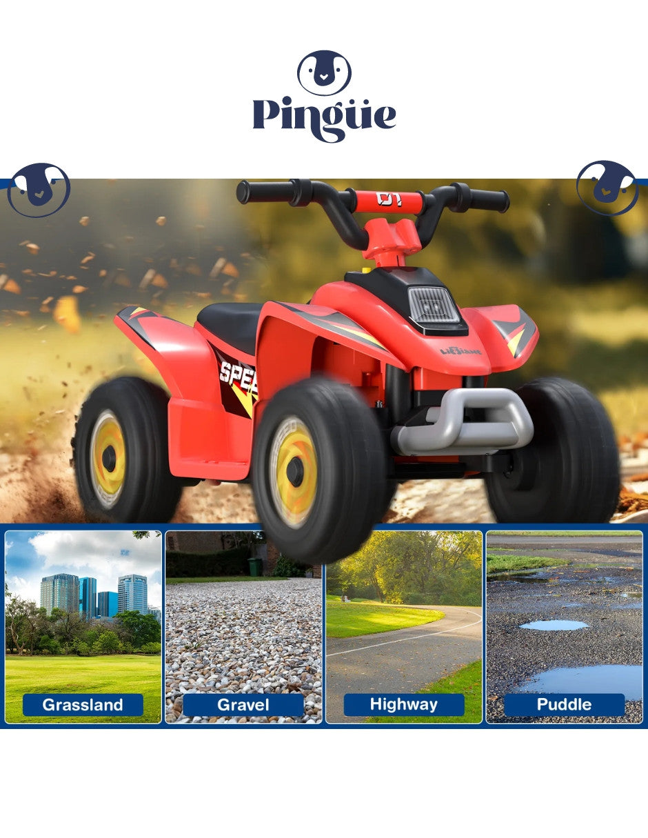 PINGÜE® Motocicleta Eléctrica tipo Estilo Cuatrimoto ATV Todo Terreno | Batería 6V | Avance/Atrás, Ruedas Traseras Motorizadas | Seguro y Divertido
