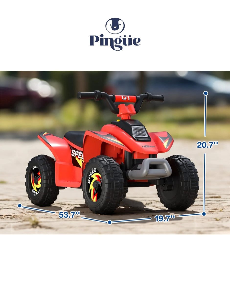 PINGÜE® Motocicleta Eléctrica tipo Estilo Cuatrimoto ATV Todo Terreno | Batería 6V | Avance/Atrás, Ruedas Traseras Motorizadas | Seguro y Divertido