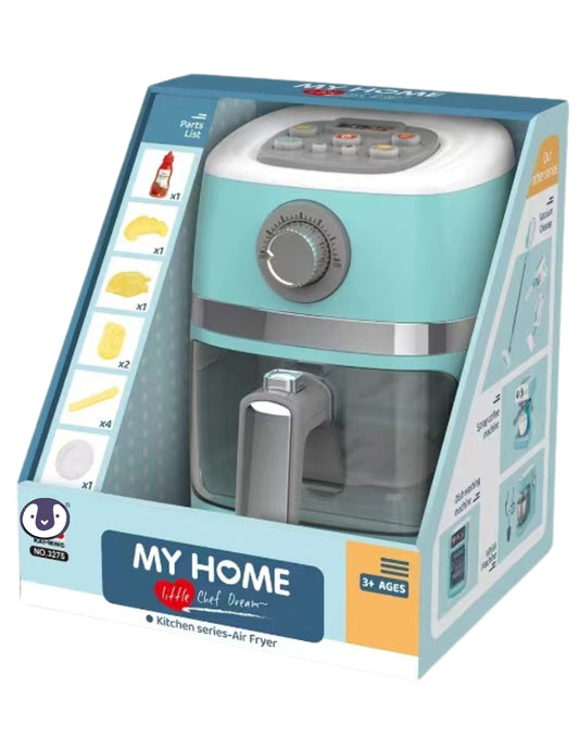 PINGÜE® Role Play | Set a escala de Air Fryer eléctrica estilo Trendy | Color Azul Pastel | Juguetes Niños yNiñas