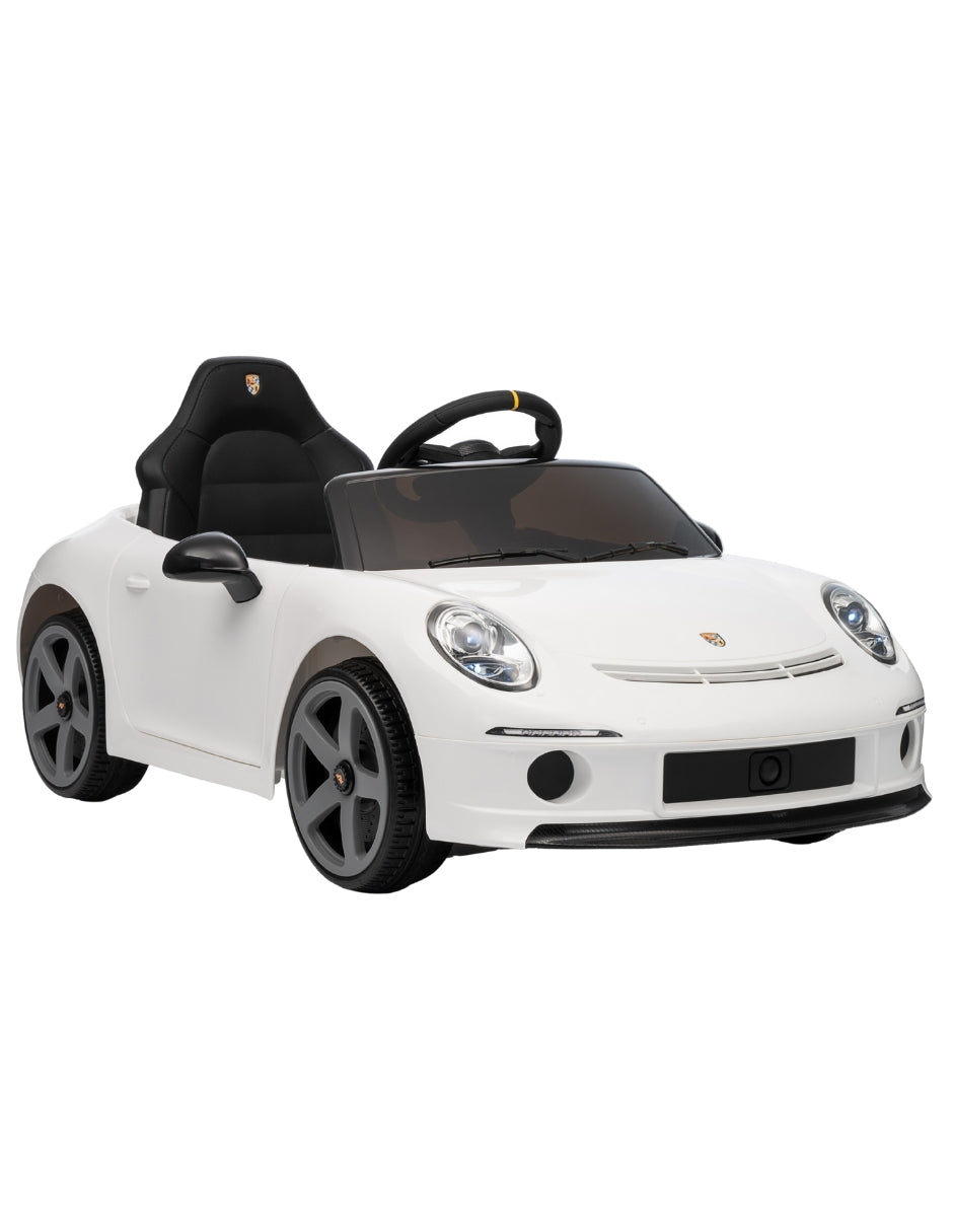 PINGÜE® Montable Eléctrico Niños Porsche® RUF GT Licencia Oficial | Control Remoto 2.4 GHz | Batería 12V 7AH |8 Km/h | 2 Motores 390 | Luces LED, Música, Radio| WHITE