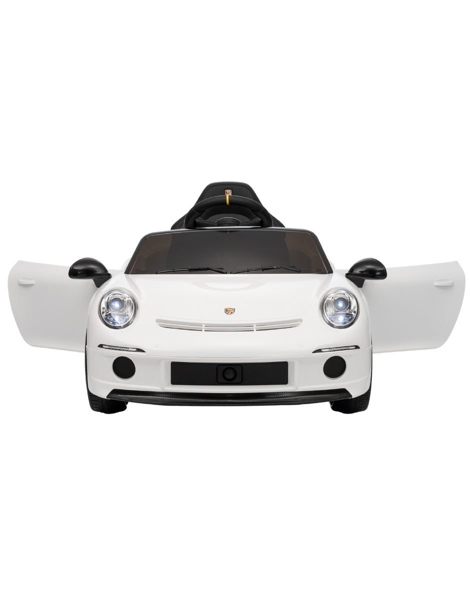 PINGÜE® Montable Eléctrico Niños Porsche® RUF GT Licencia Oficial | Control Remoto 2.4 GHz | Batería 12V 7AH |8 Km/h | 2 Motores 390 | Luces LED, Música, Radio| WHITE
