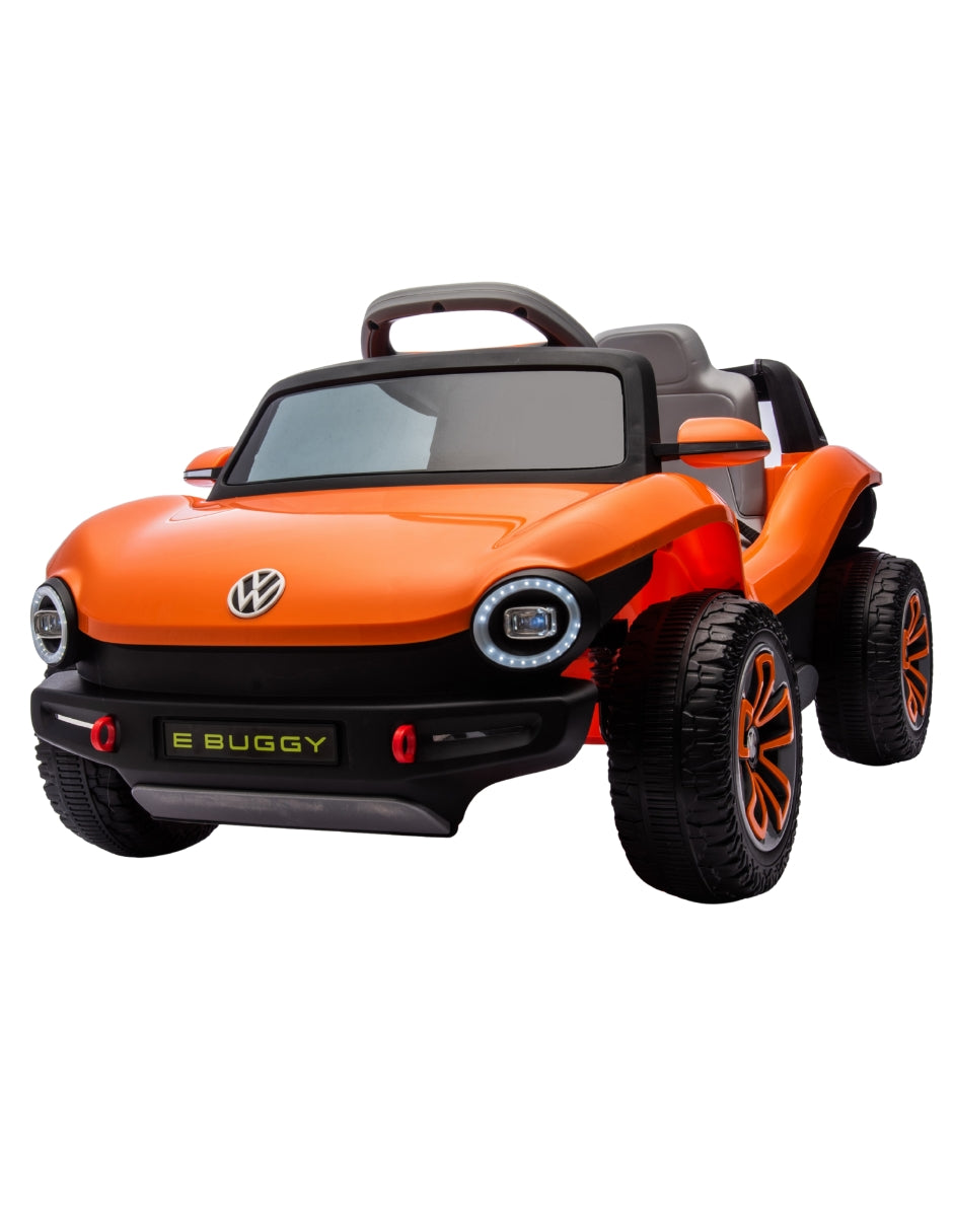 PINGÜE® Montable Eléctrico Niños Volkswagen® E Buggy®  Licencia Oficial | Control Remoto 2.4 GHz | Batería 12V 4.5AH |8 Km/h | 2 Motores 25W |Luces LED, Música, Radio| ORANGE