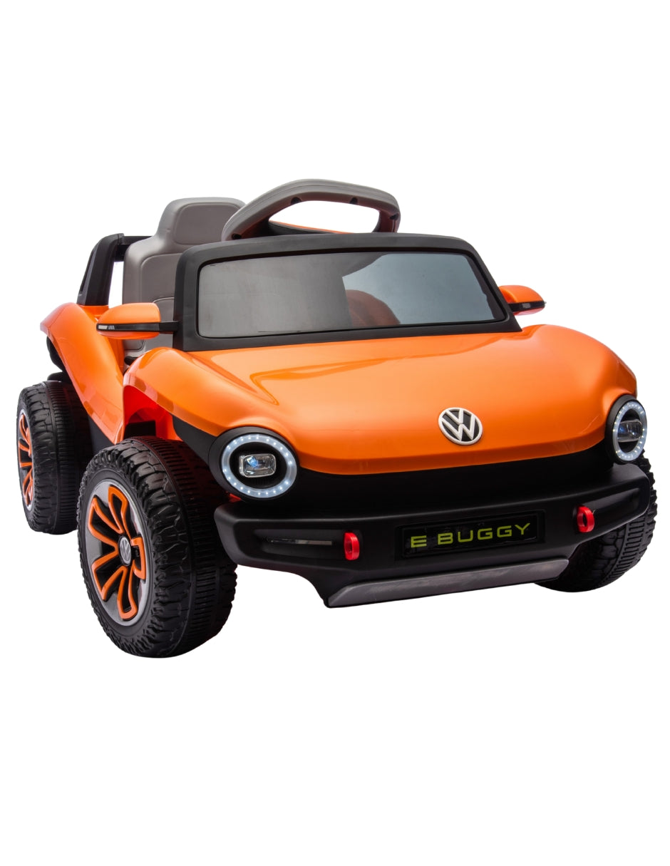 PINGÜE® Montable Eléctrico Niños Volkswagen® E Buggy®  Licencia Oficial | Control Remoto 2.4 GHz | Batería 12V 4.5AH |8 Km/h | 2 Motores 25W |Luces LED, Música, Radio| ORANGE