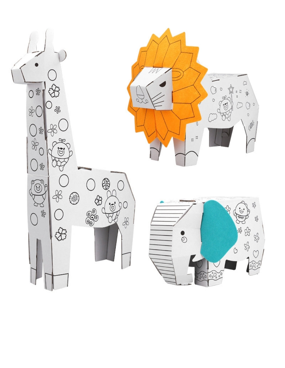 PINGÜE® DIY Doodle | Elefante 34x22x14 | Elefante Armable de Cartón para Niños | Apto para Pintar | Incluye 6 Marcadores de Colores | Uso Interior y Exterior | Pulpa Vegetal Amigable al Medio Ambiente | Juguetes Niños y Niñas | Juguete Educativo