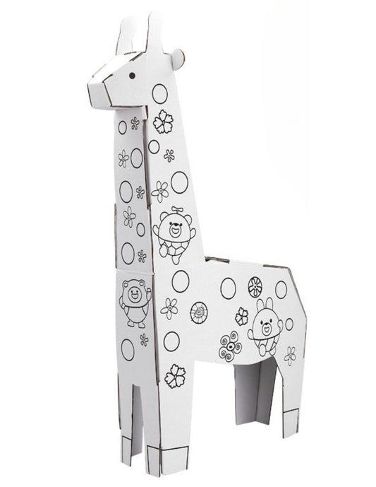 PINGÜE® DIY Doodle | Jirafa 34x22x14 | Armable de Cartón para Niños | Apta para Pintar | Incluye 6 Marcadores | Uso Interior y Exterior | Amigable al Medio Ambiente | Juguetes Niños y Niñas | Juguete Educativo