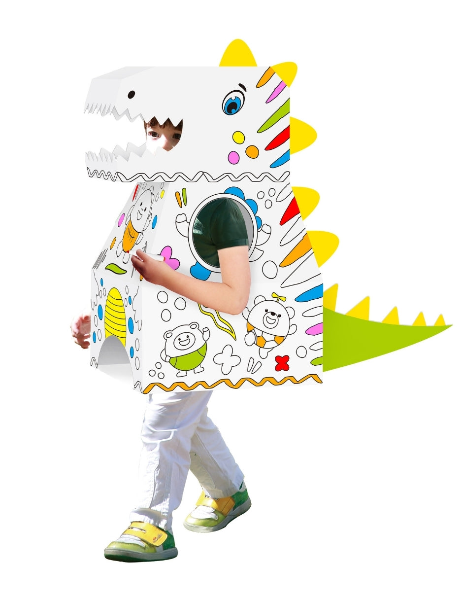 PINGÜE® DIY Doodle | Botarga Pullover Dinosaurio 37x82x79 | Armable para Niños | Apto para Pintar | Incluye 6 Marcadores de Colores | Uso Interior y Exterior | Amigable al Medio Ambiente | Juguetes Niños y Niñas | Juguete Educativo