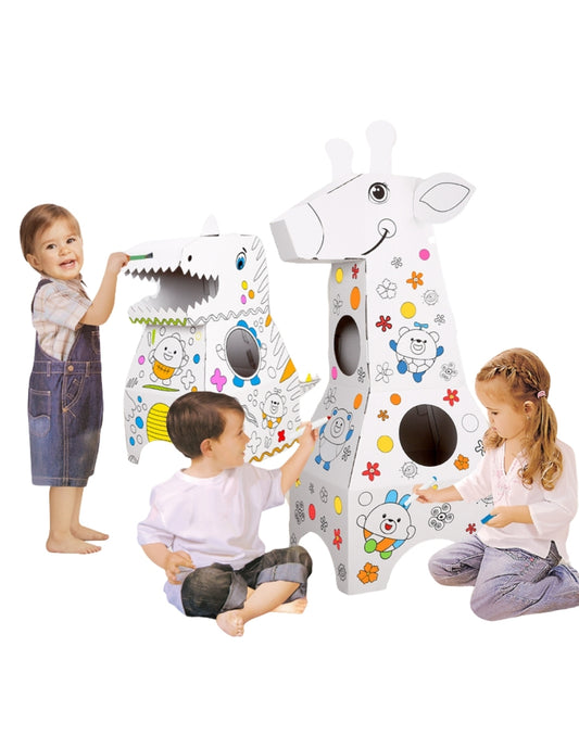 PINGÜE® DIY Doodle | Botarga Pullover Jirafa 34x65x109 | Armable para Niños | Apto para Pintar | Incluye 6 Marcadores de Colores | Uso Interior y Exterior | Amigable al Medio Ambiente | Juguetes Niños y Niñas | Juguete Educativo