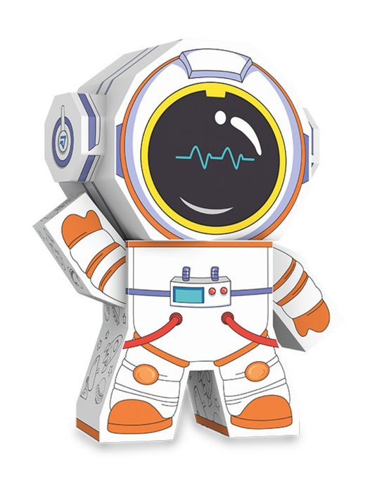 PINGÜE® DIY Doodle | Astronauta 30x11x38 | Armable de Cartón para Niños | Apta para Pintar | Incluye 3 Marcadores de Colores | Uso Interior y Exterior | Pulpa Vegetal Amigable al Medio Ambiente y Reciclable | Juguetes Niños y Niñas | Juguete Educativo