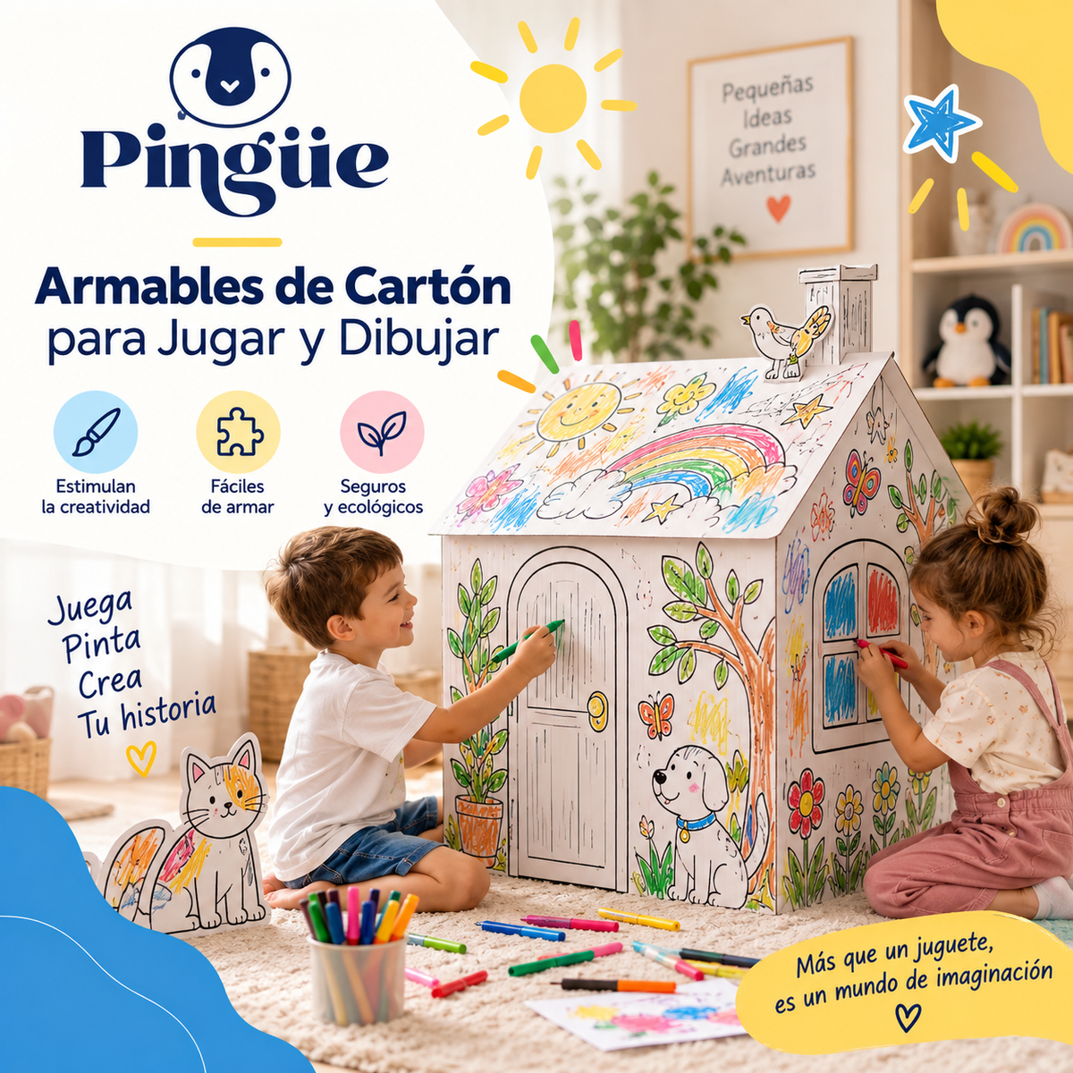 PINGÜE DYI Doodle - Cartón y Papel Playhouses