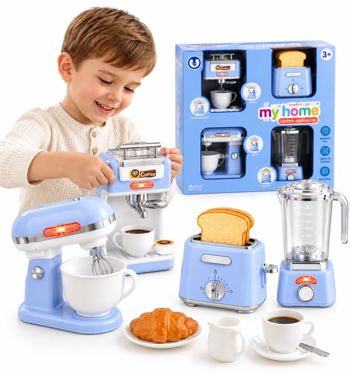 PINGÜE® Role Play Set de Cocina Trendy 4 Piezas Azul Pastel