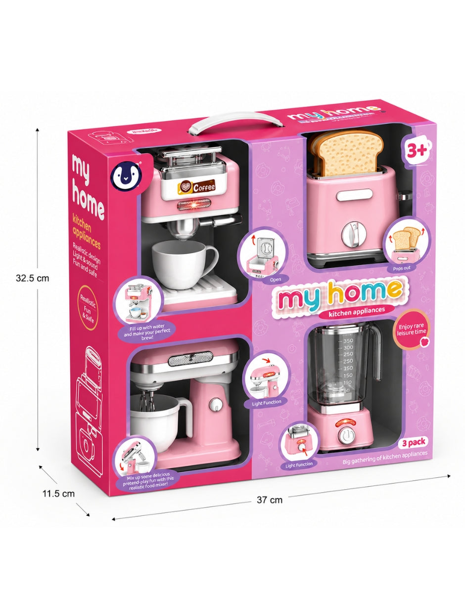 PINGÜE® Role Play | Paquete de 4 Piezas de Accesorios de Cocina Estilo Trendy, Color Rosa Pastel