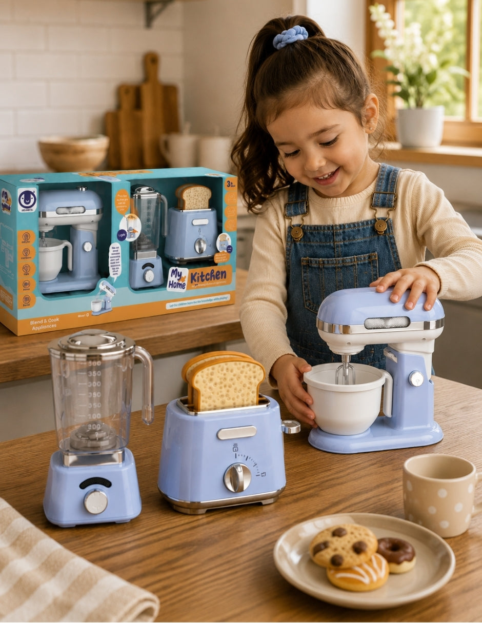 PINGÜE® Role Play Set de Cocina TRENDY de 3 Piezas Azul Pastel
