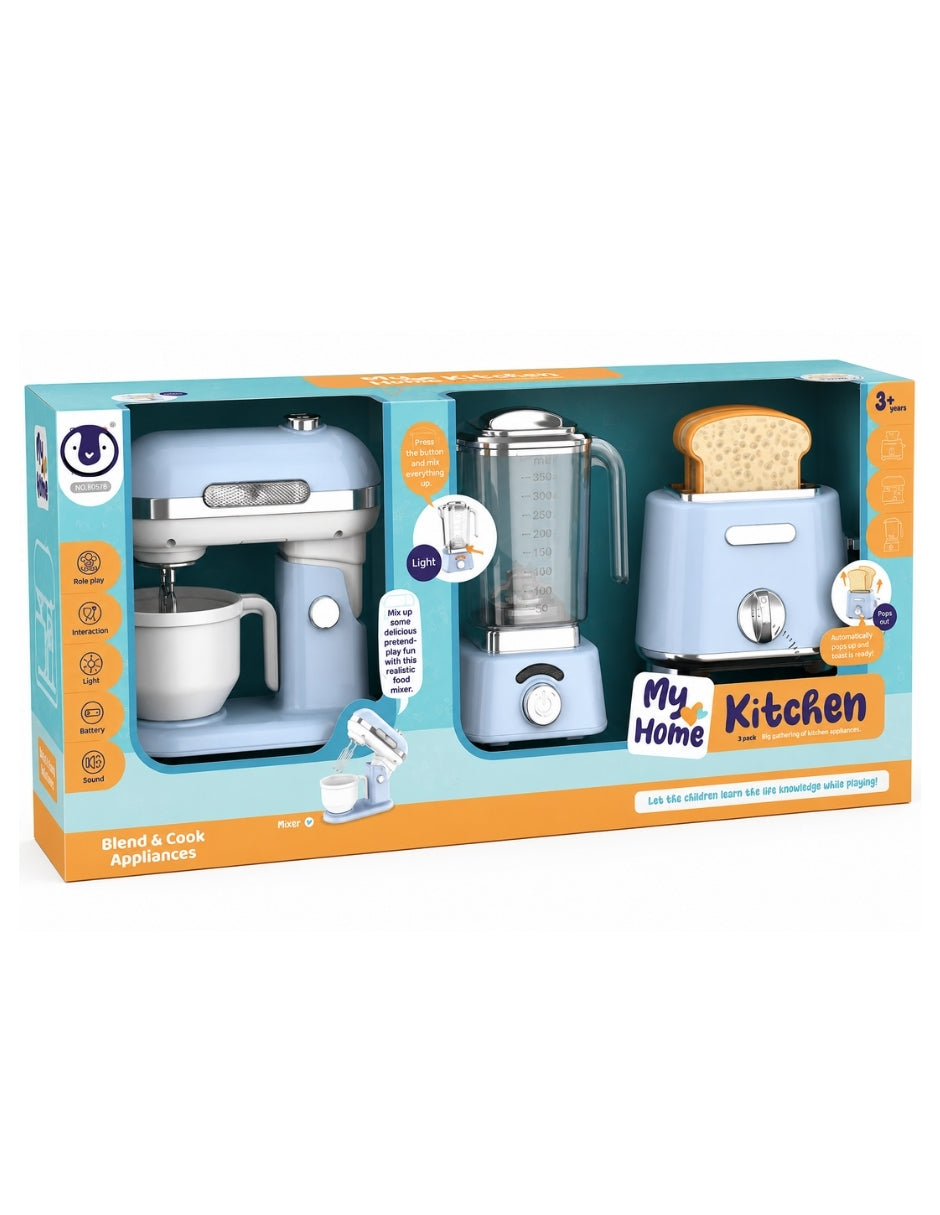 PINGÜE® Role Play Set de Cocina TRENDY de 3 Piezas Azul Pastel