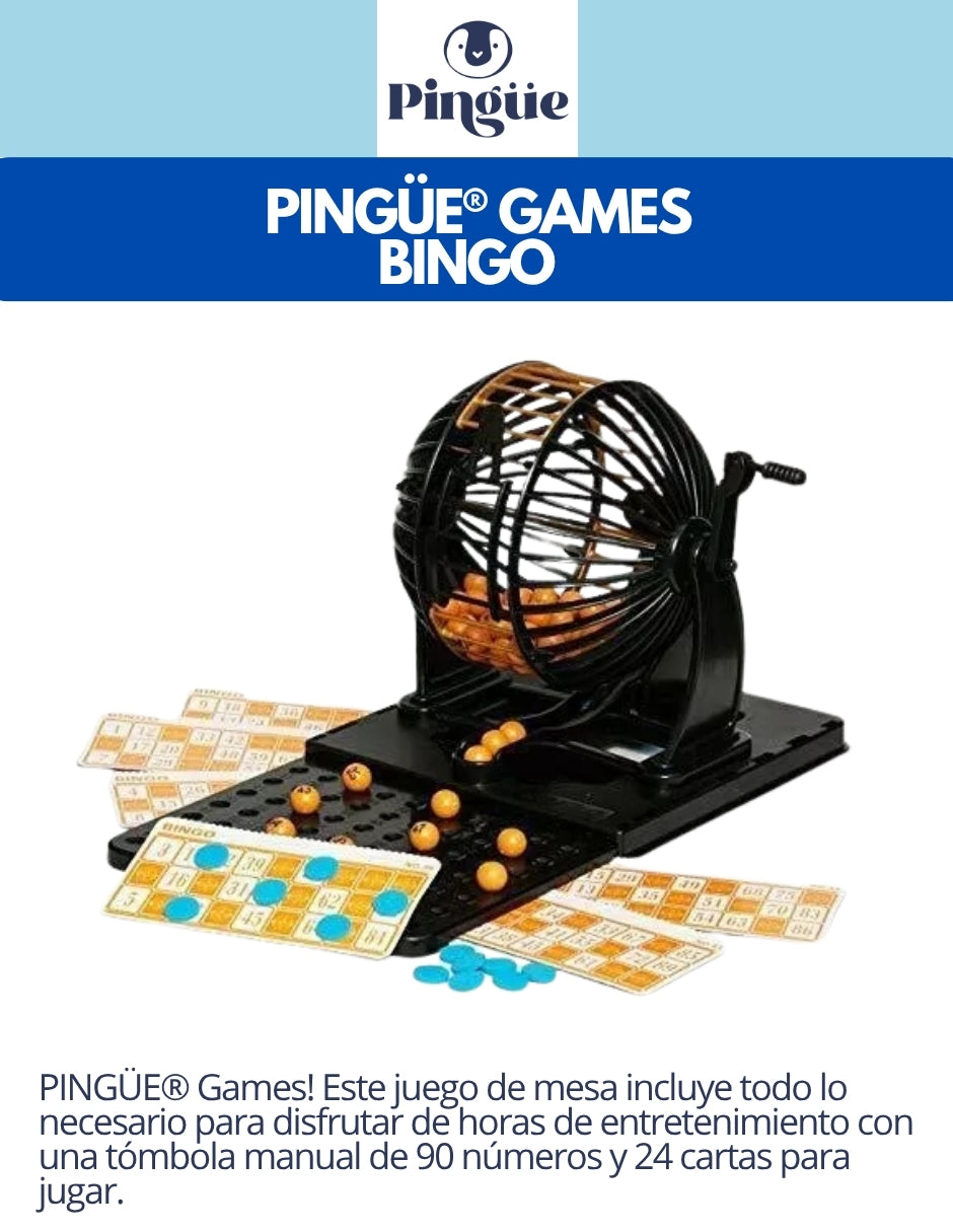 PINGÜE® Games | Juego de Mesa BINGO, Tómbola con 90 Números y 24 Cartas. Juegos Mesa | Juegos de Mesa para toda la Familia