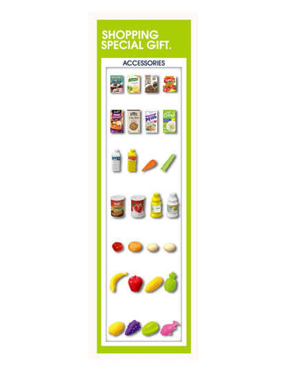 PINGÜE® Role Play | Set a Escala Carrito de Compras de Supermercado, Incluye 60 piezas y accesorios, Tamaño 25x40x44 cm, Edad 3+. Juguetes Niñas