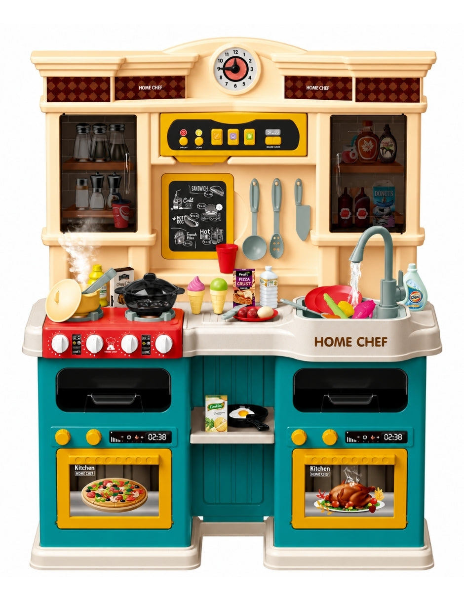 PINGÜE® Role Play Cocina Infantil Mini Chef +85 Piezas Azul Menta con Luces y Sonidos