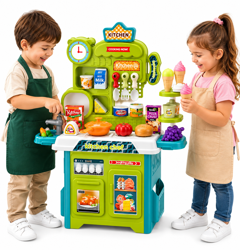 PINGÜE® Role Play Cocina Infantil Mini Chef +53 Piezas Azul Menta