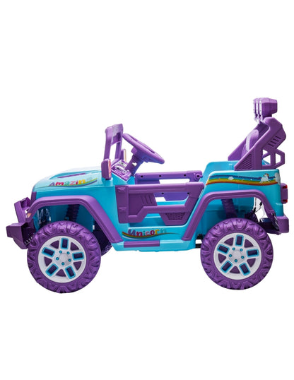 PINGÜE® Montable Eléctrico Niños Jeep Unicornio 12V 7AH | Control Remoto 2.4 GHz | Batería 12V 7AH |8 Km/h | 2 Motores 35W |Luces LED, Música, Radio|