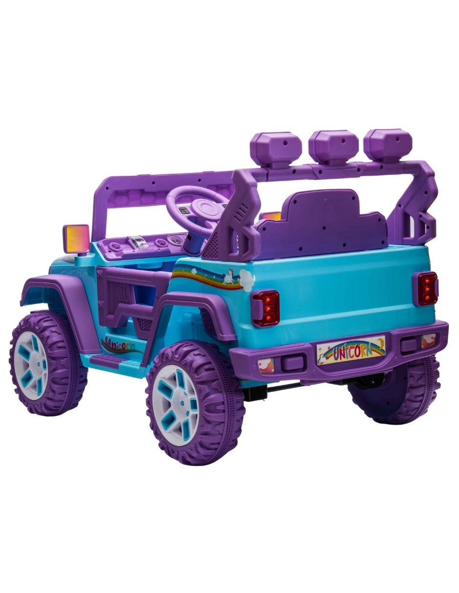 PINGÜE® Montable Eléctrico Niños Jeep Unicornio 12V 7AH | Control Remoto 2.4 GHz | Batería 12V 7AH |8 Km/h | 2 Motores 35W |Luces LED, Música, Radio|