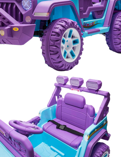 PINGÜE® Montable Eléctrico Niños Jeep Unicornio 12V 7AH | Control Remoto 2.4 GHz | Batería 12V 7AH |8 Km/h | 2 Motores 35W |Luces LED, Música, Radio|