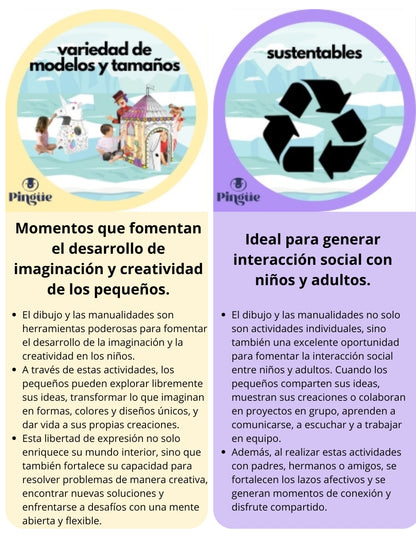 PINGÜE® DIY Doodle | Elefante 34x22x14 | Elefante Armable de Cartón para Niños | Apto para Pintar | Incluye 6 Marcadores de Colores | Uso Interior y Exterior | Pulpa Vegetal Amigable al Medio Ambiente | Juguetes Niños y Niñas | Juguete Educativo