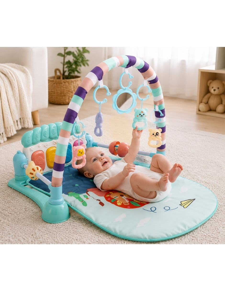 PINGÜE® Bebés | Gimnasio interactivo con tapete musical para bebé | Estimulación temprana con luces, sonidos y pataditas.