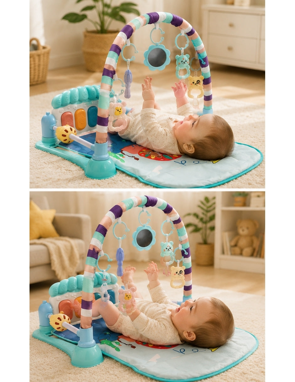 PINGÜE® Bebés | Gimnasio interactivo con tapete musical para bebé | Estimulación temprana con luces, sonidos y pataditas.