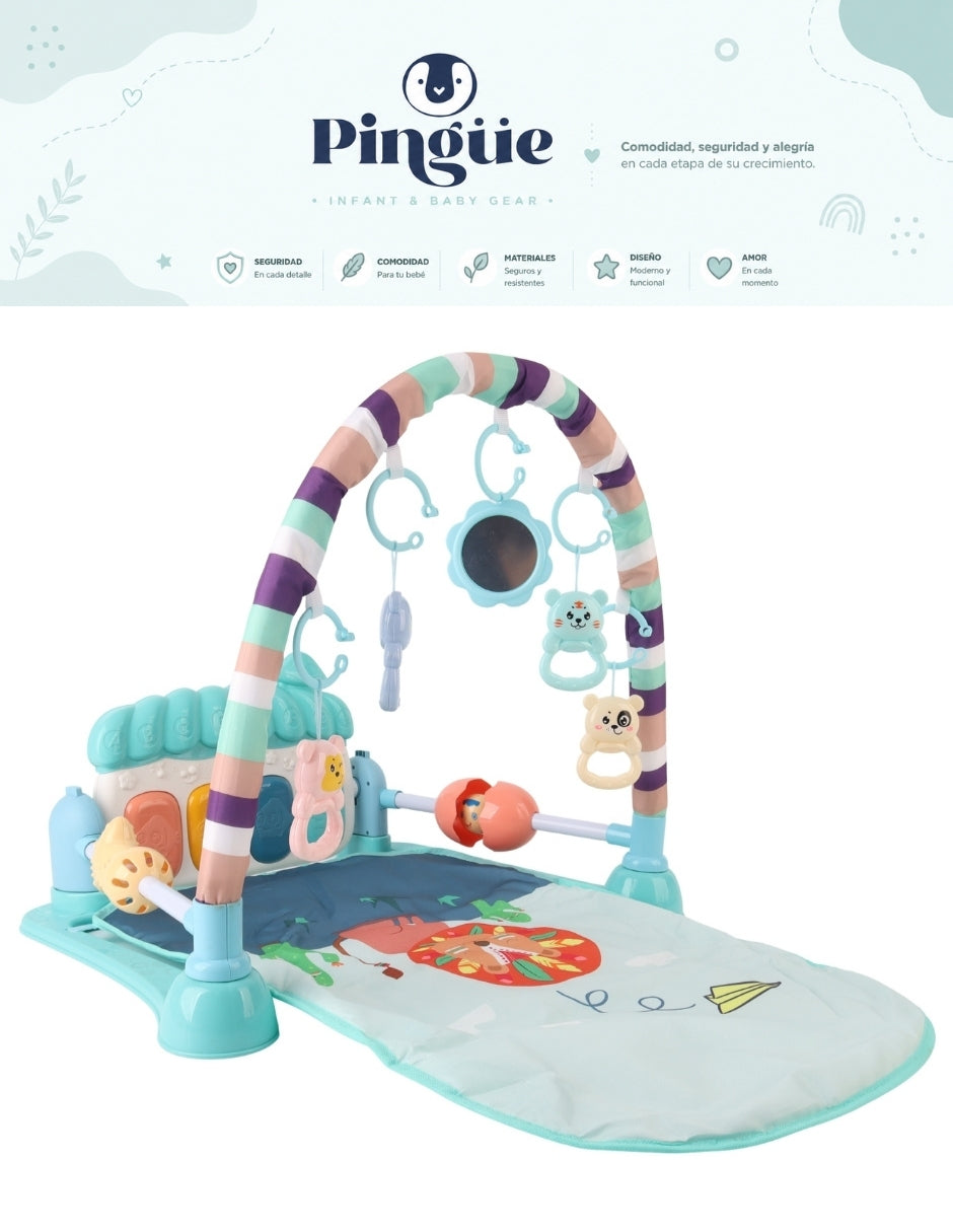 PINGÜE® Bebés | Gimnasio interactivo con tapete musical para bebé | Estimulación temprana con luces, sonidos y pataditas.