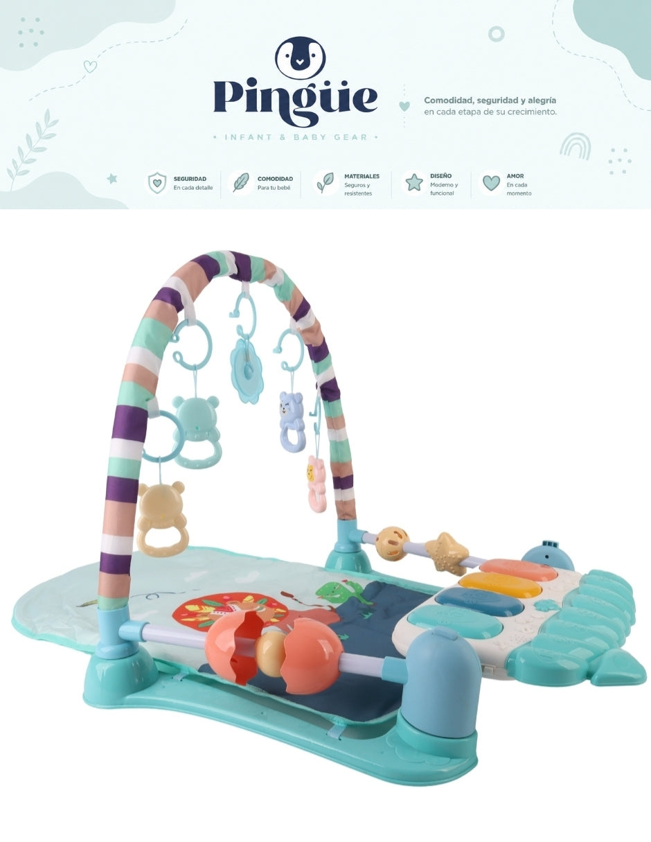 PINGÜE® Bebés | Gimnasio interactivo con tapete musical para bebé | Estimulación temprana con luces, sonidos y pataditas.