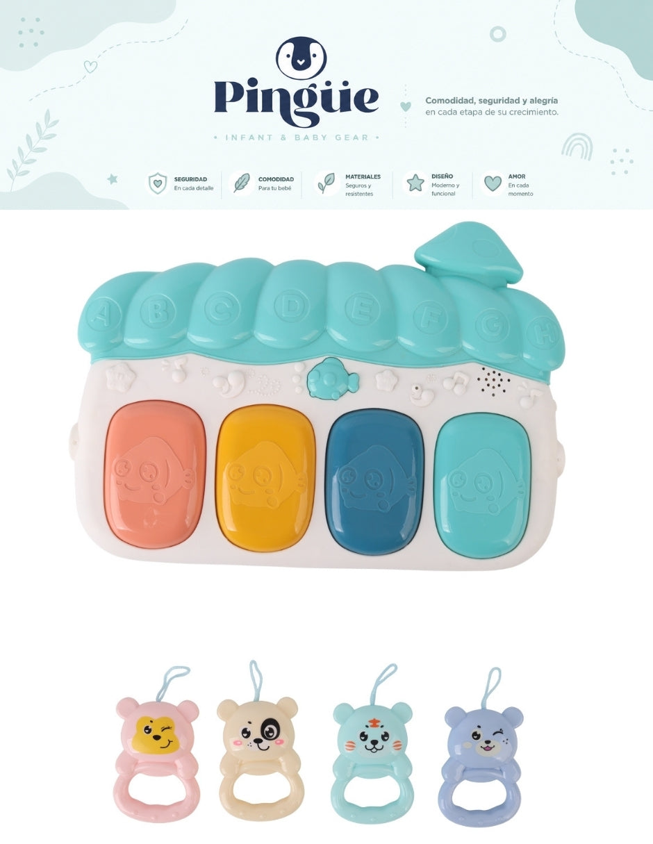 PINGÜE® Bebés | Gimnasio interactivo con tapete musical para bebé | Estimulación temprana con luces, sonidos y pataditas.