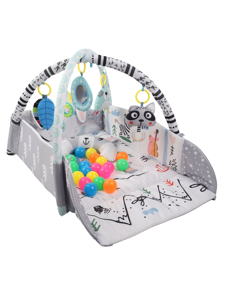 PINGÜE® Bebés | Corral, gimnasio y tapete de juego 4 en 1 para bebé | Modelo Ocean Ball, con alberca de pelotas y actividades interactivas.
