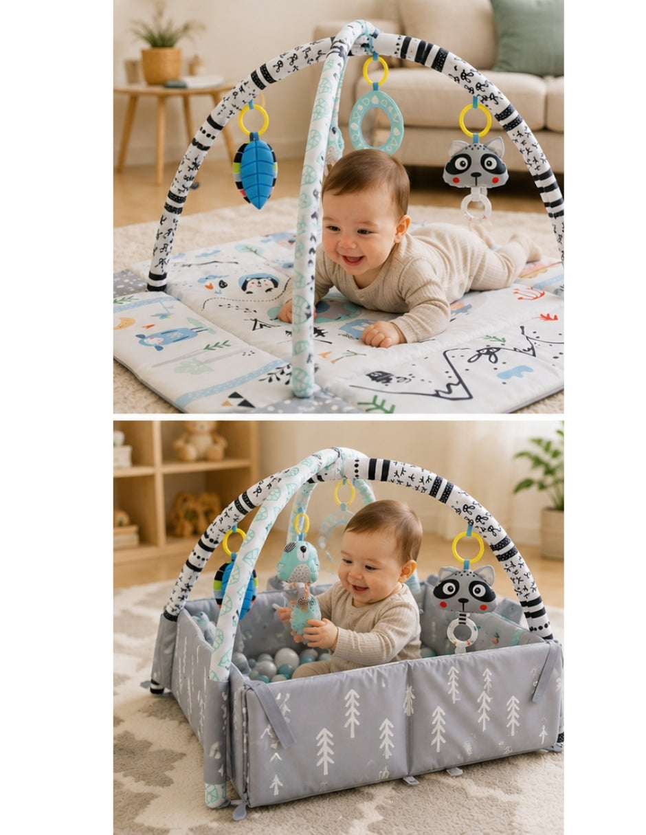 PINGÜE® Bebés Ocean Ball 4 en 1 con Corral, Gimnasio y Alberca de Pelotas