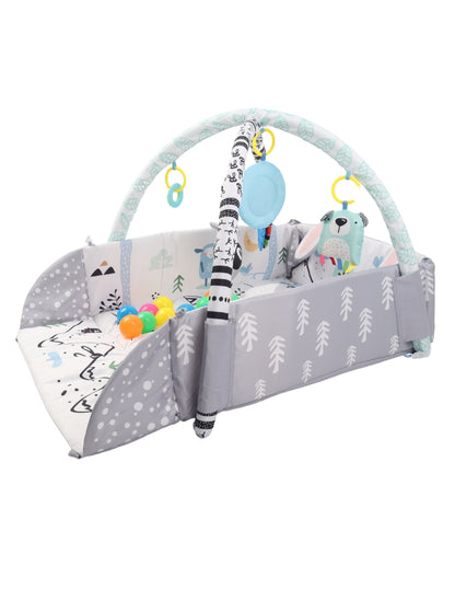 PINGÜE® Bebés | Corral, gimnasio y tapete de juego 4 en 1 para bebé | Modelo Ocean Ball, con alberca de pelotas y actividades interactivas.