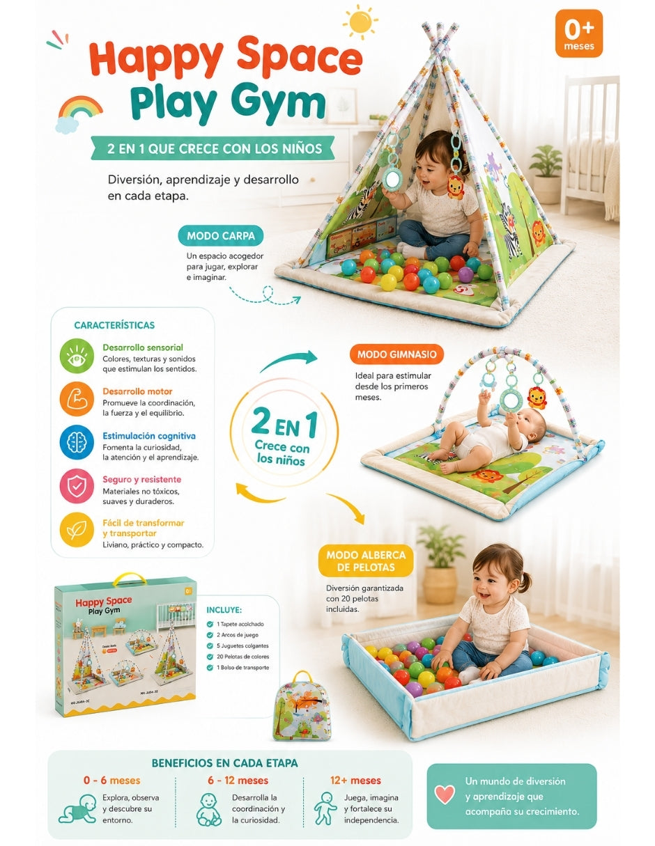 PINGÜE® Bebés Gimnasio con Alberca de Pelotas, Corral y Tapete Acolchado