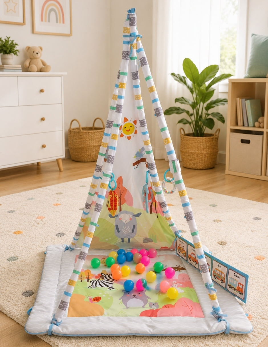 PINGÜE® Bebés Gimnasio con Alberca de Pelotas, Corral y Tapete Acolchado